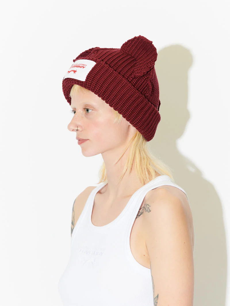 LOVERBOY BY CHARLES JEFFREY CHUNKY EARS BEANIE RED - Image 6