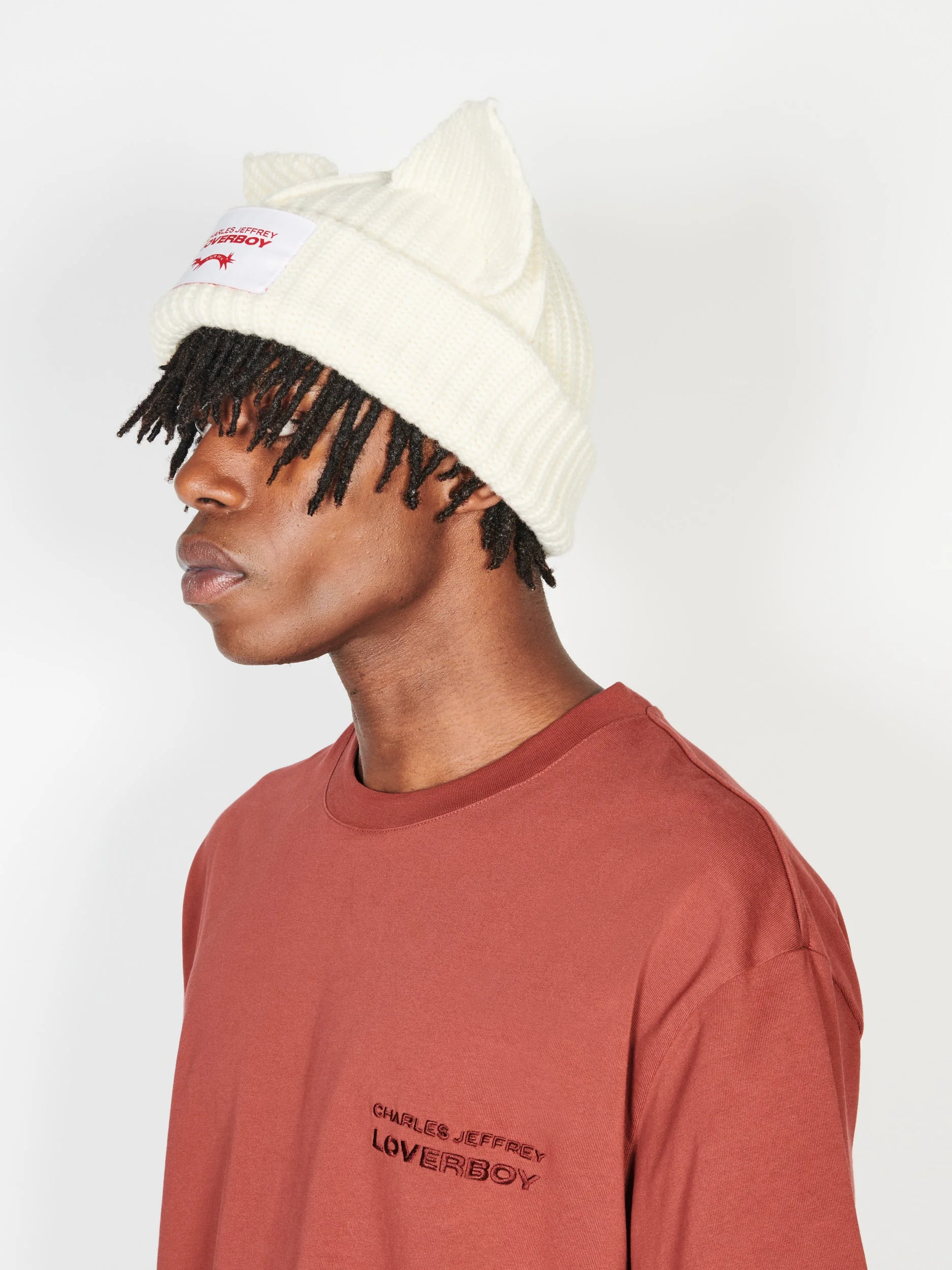 LOVERBOY BY CHARLES JEFFREY CHUNKY EARS BEANIE WHITE - Image 3