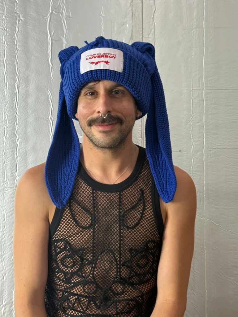 LOVERBOY BY CHARLES JEFFREY CHUNKY RABBIT BEANIE BLUE - Image 2