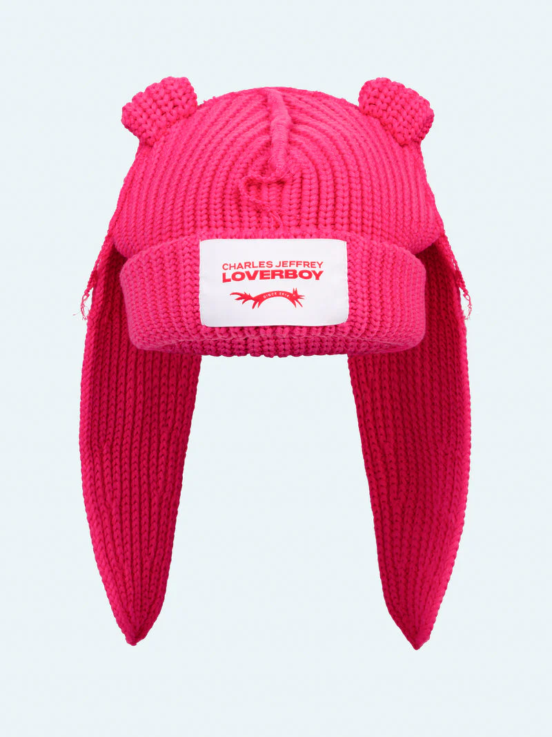 LOVERBOY BY CHARLES JEFFREY CHUNKY RABBIT BEANIE in PINK - Image 3