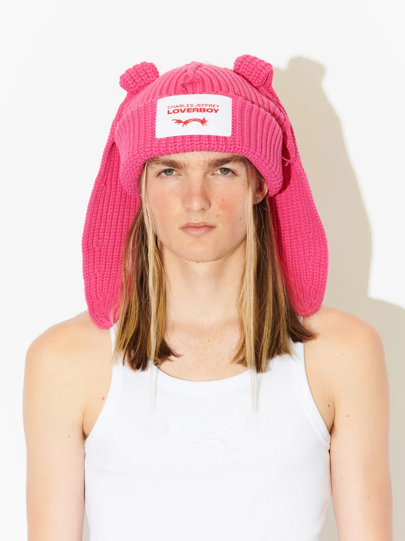 LOVERBOY BY CHARLES JEFFREY CHUNKY RABBIT BEANIE in PINK - Image 5