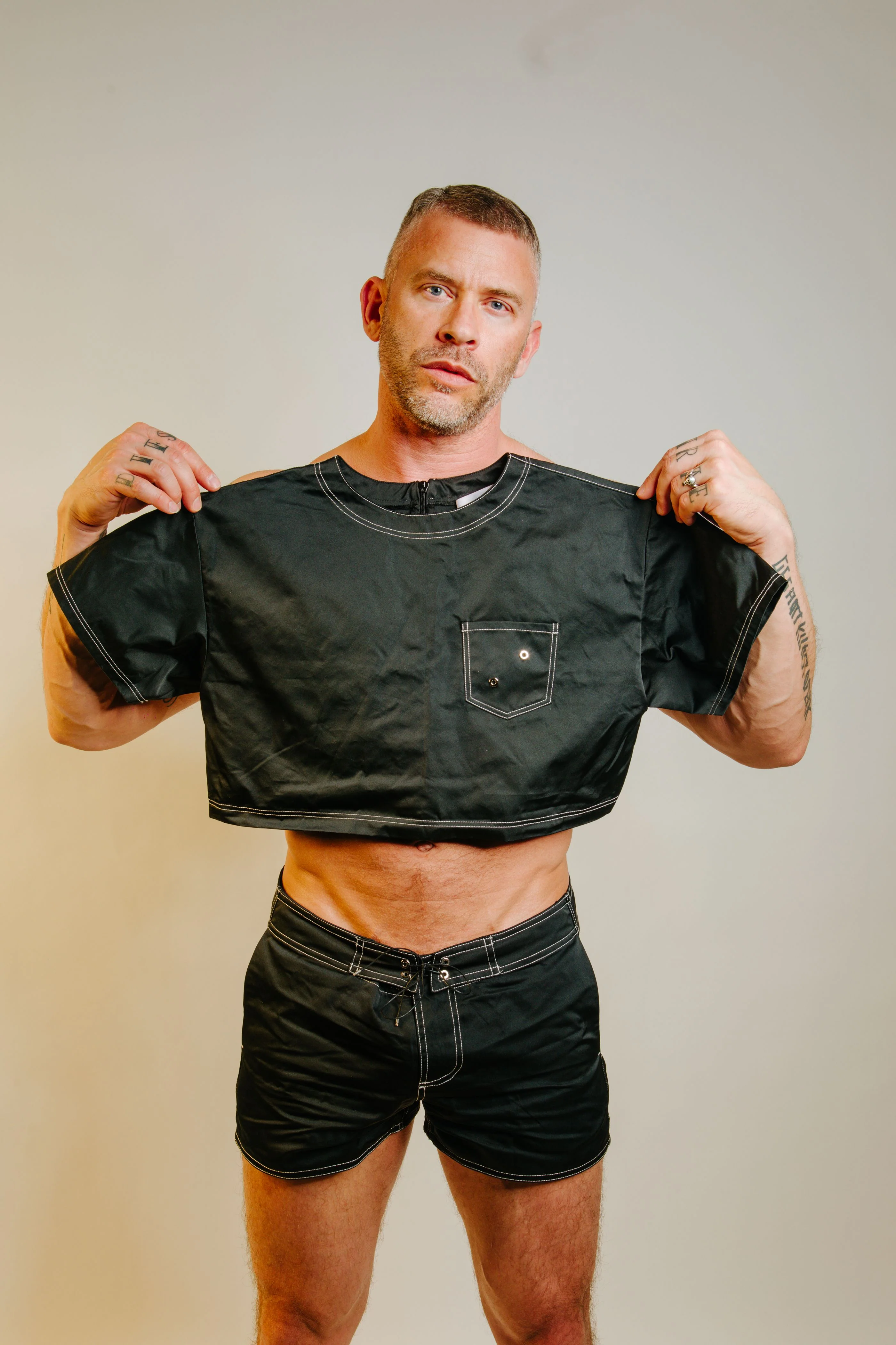 LUDOVIC DE SAINT SERNIN BLACK TAFFETAS CROP TOP - Image 4