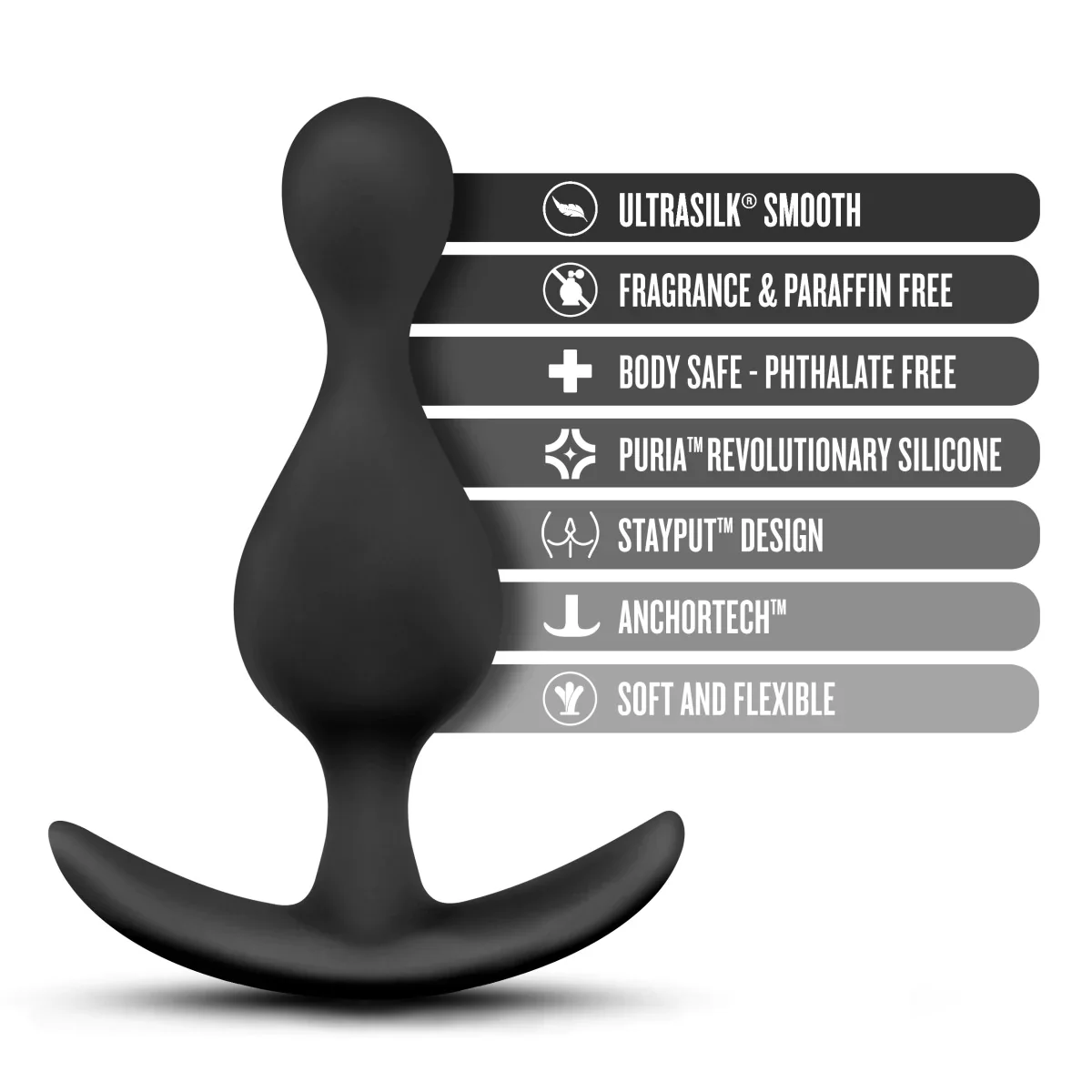 Luxe Explore Black 4.5-Inch Anal Plug With Handle - Image 2