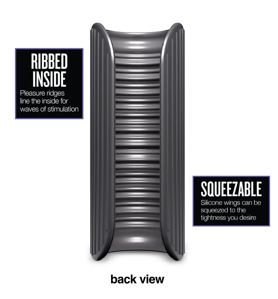 M Elite Platinum Wrapt 4 Inch Ribbed Vibrating Masturbator in Black - Image 4