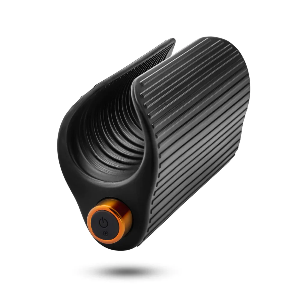 M Elite Platinum Wrapt 4 Inch Ribbed Vibrating Masturbator in Black - Image 7