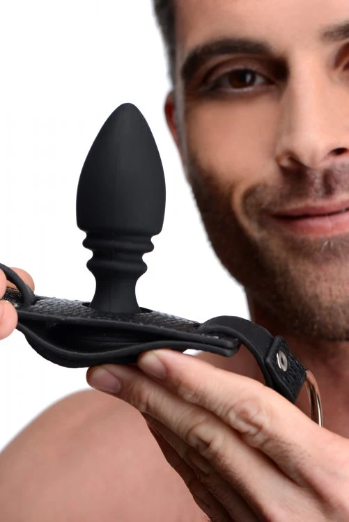 Male Cock Ring Harness with Silicone Anal Plug  by Strict Leather - Image 4