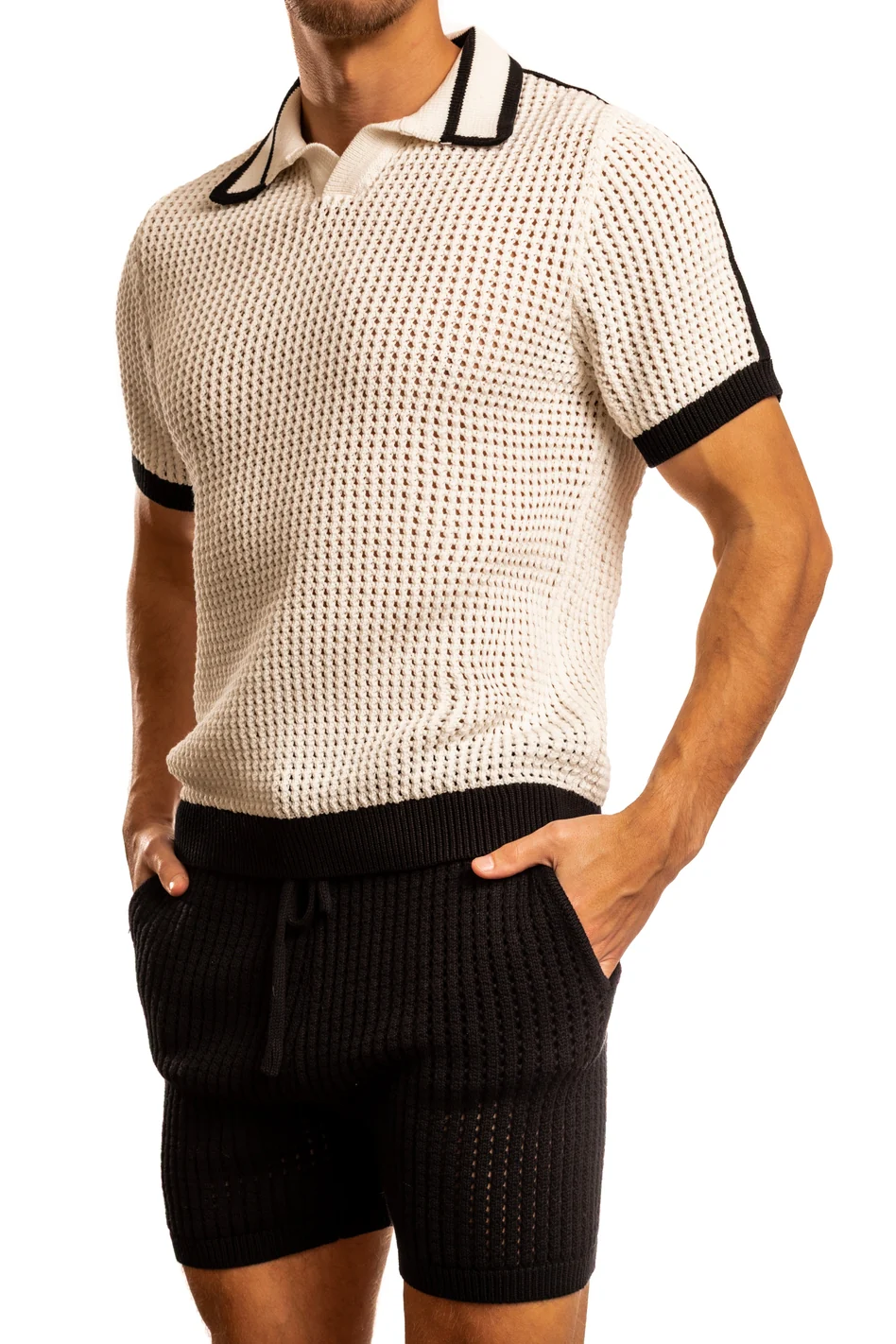 Matteo Crochet Knit Pull Over Shirt by Jack Adams - Two Colors - Image 2