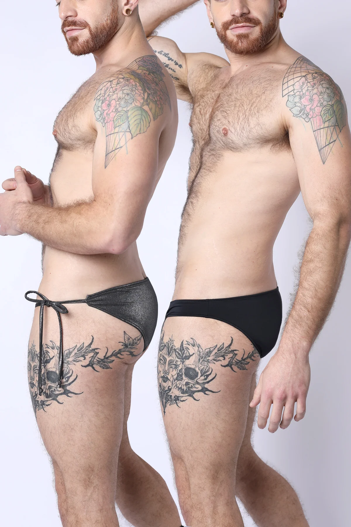 2-IN-1 MAUI SIDE TIE REVERSIBLE LOW RISE SWIM BRIEF - BLACK / METALLIC - Image 4