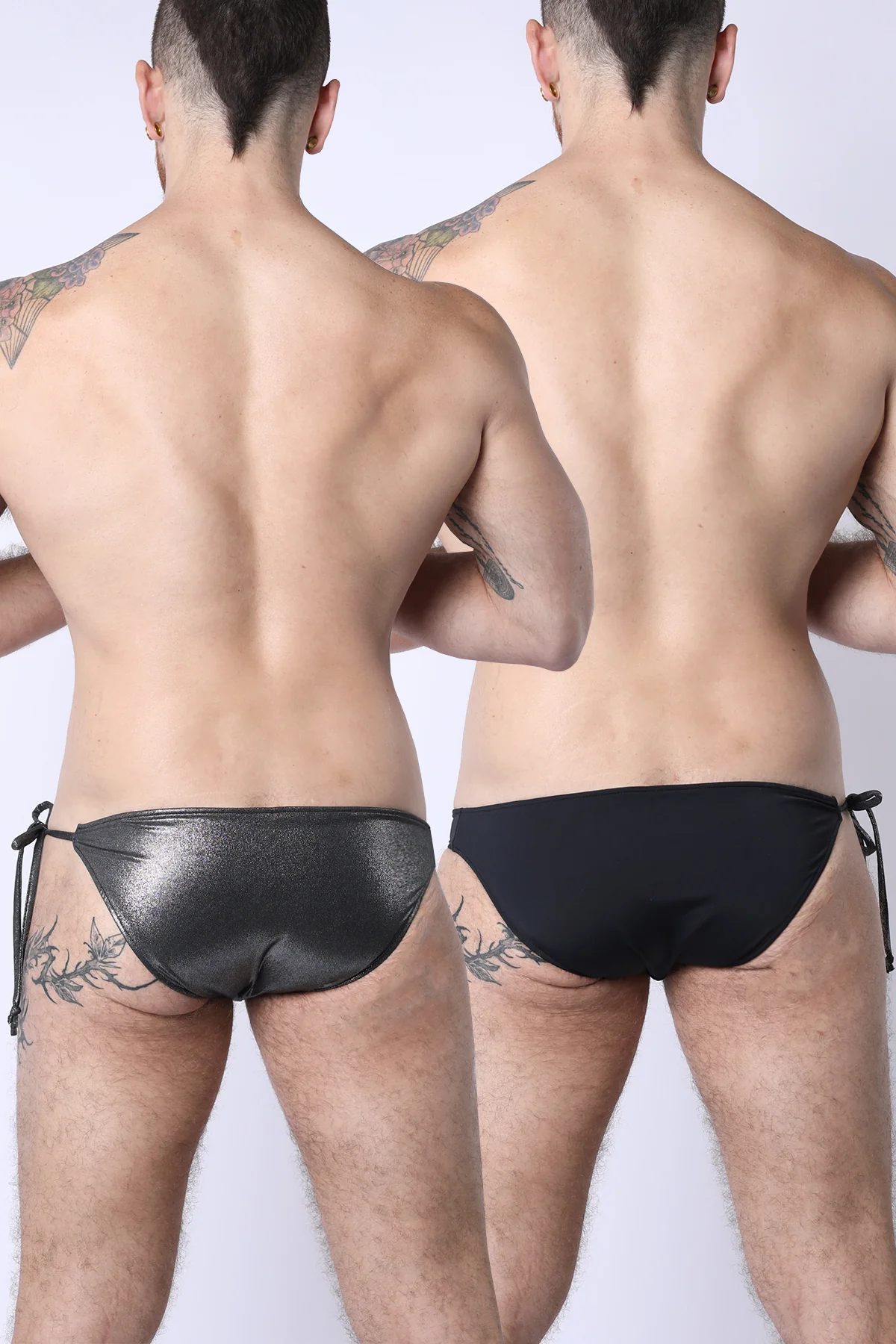 2-IN-1 MAUI SIDE TIE REVERSIBLE LOW RISE SWIM BRIEF - BLACK / METALLIC - Image 5