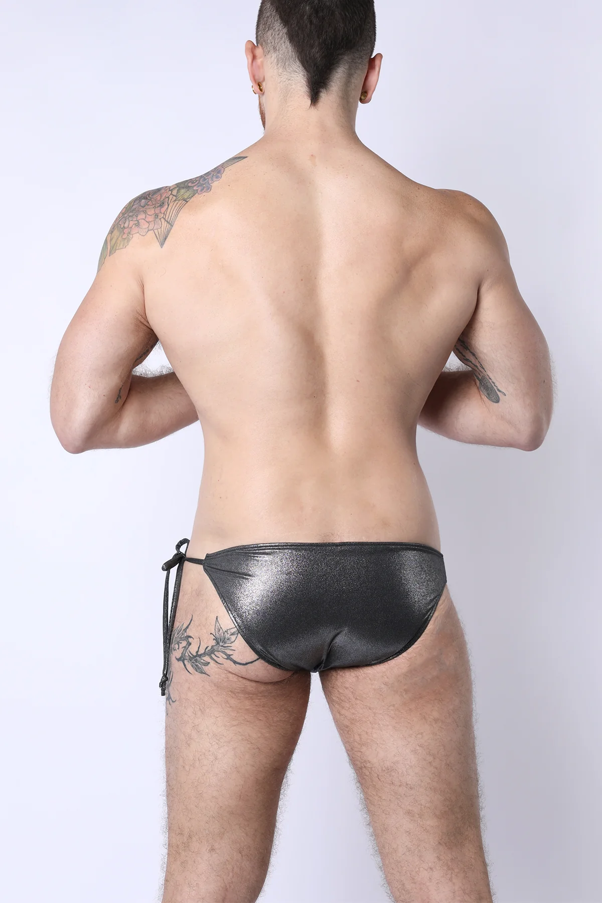 2-IN-1 MAUI SIDE TIE REVERSIBLE LOW RISE SWIM BRIEF - BLACK / METALLIC - Image 6