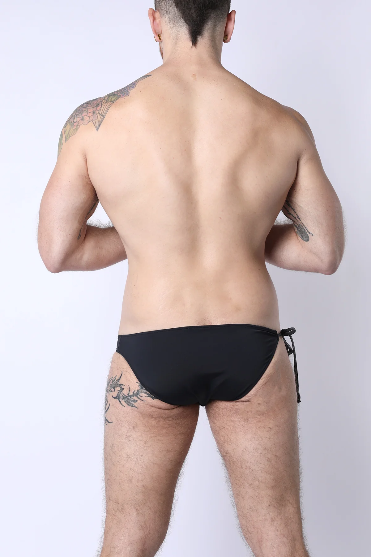 2-IN-1 MAUI SIDE TIE REVERSIBLE LOW RISE SWIM BRIEF - BLACK / METALLIC - Image 7