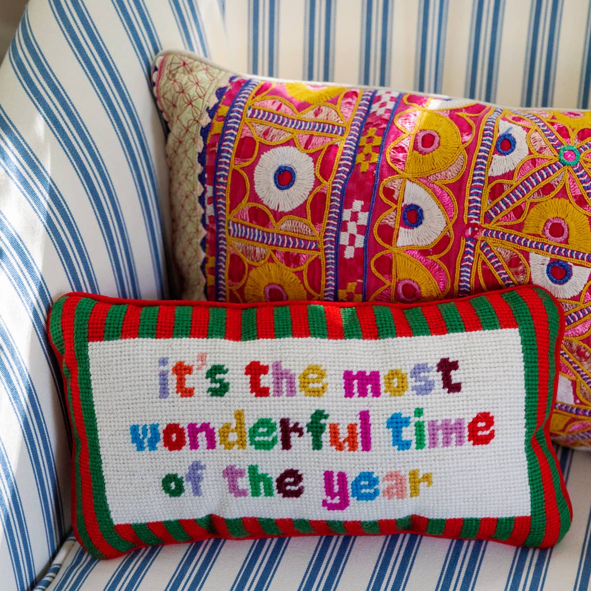Most Wonderful Time of the Year Needlepoint Pillow - Image 3