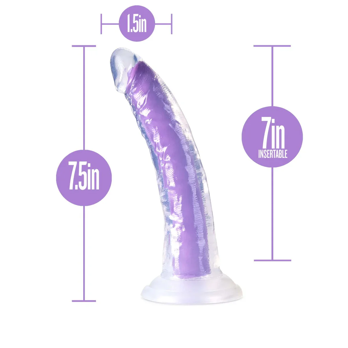 Neo Elite Glow In The Dark Neon Purple 7.5-Inch Long Dildo - Image 2