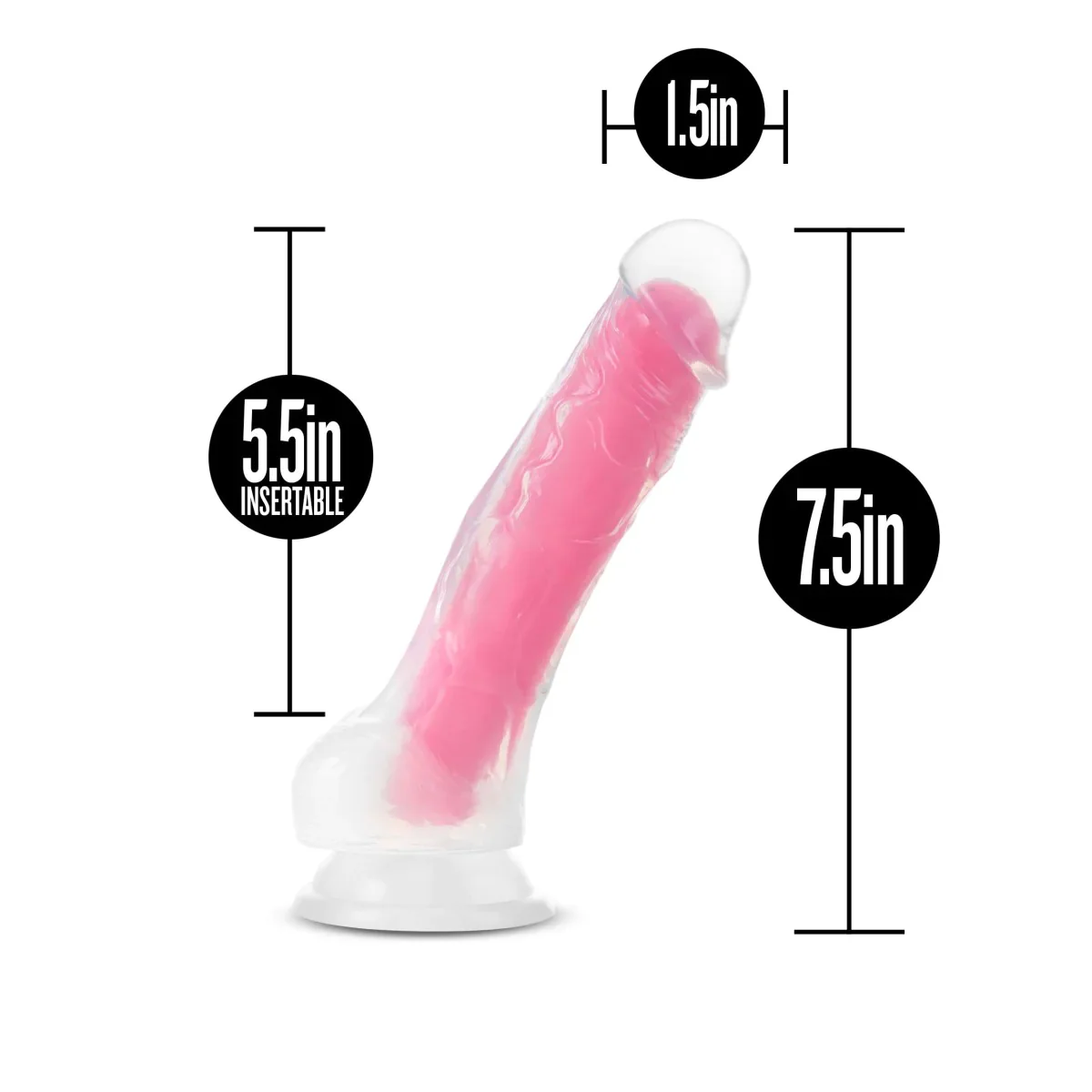 Neo Elite Paradise Glow In The Dark Neon Pink 7.5-Inch Dildo - Image 2