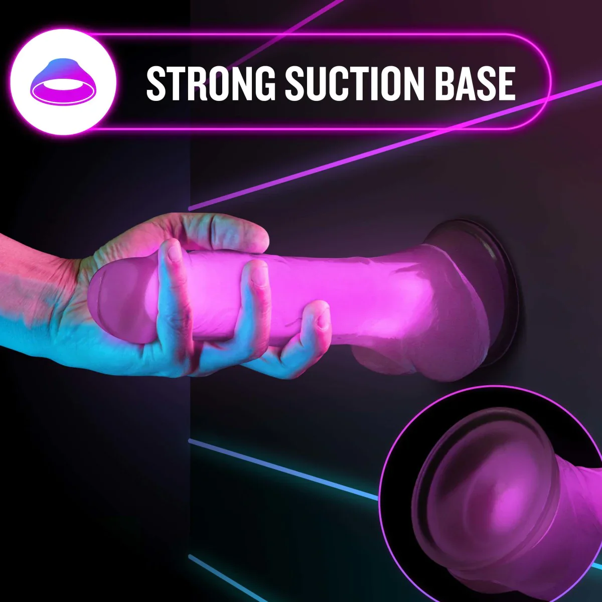 Neo Elite Paradise Glow In The Dark Neon Pink 7.5-Inch Dildo - Image 5