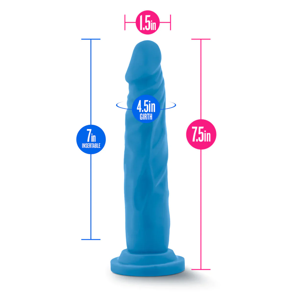 Neo Realistic Neon Blue 7.5-Inch Long Dildo - Image 2