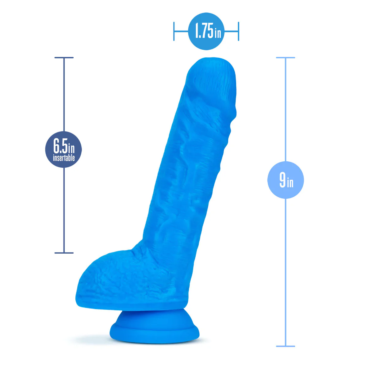 Neo Realistic Neon Blue 9-Inch Long Dildo - Image 2