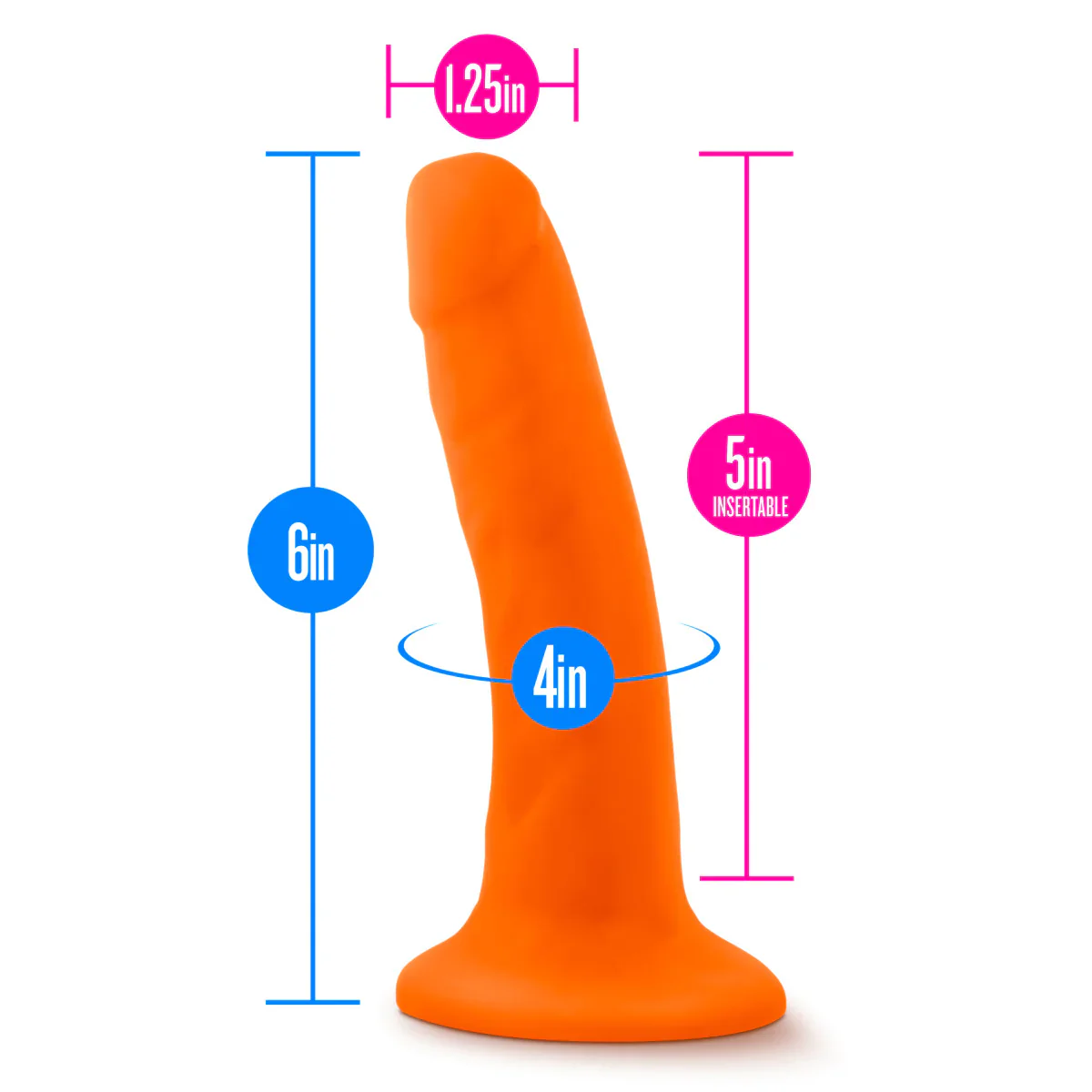 Neo Realistic Neon Orange 6-Inch Long Dildo - Image 2