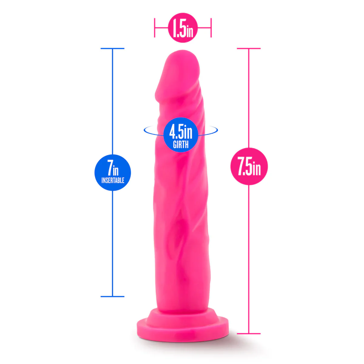 Neo Realistic Neon Pink 7.5-Inch Long Dildo - Image 2