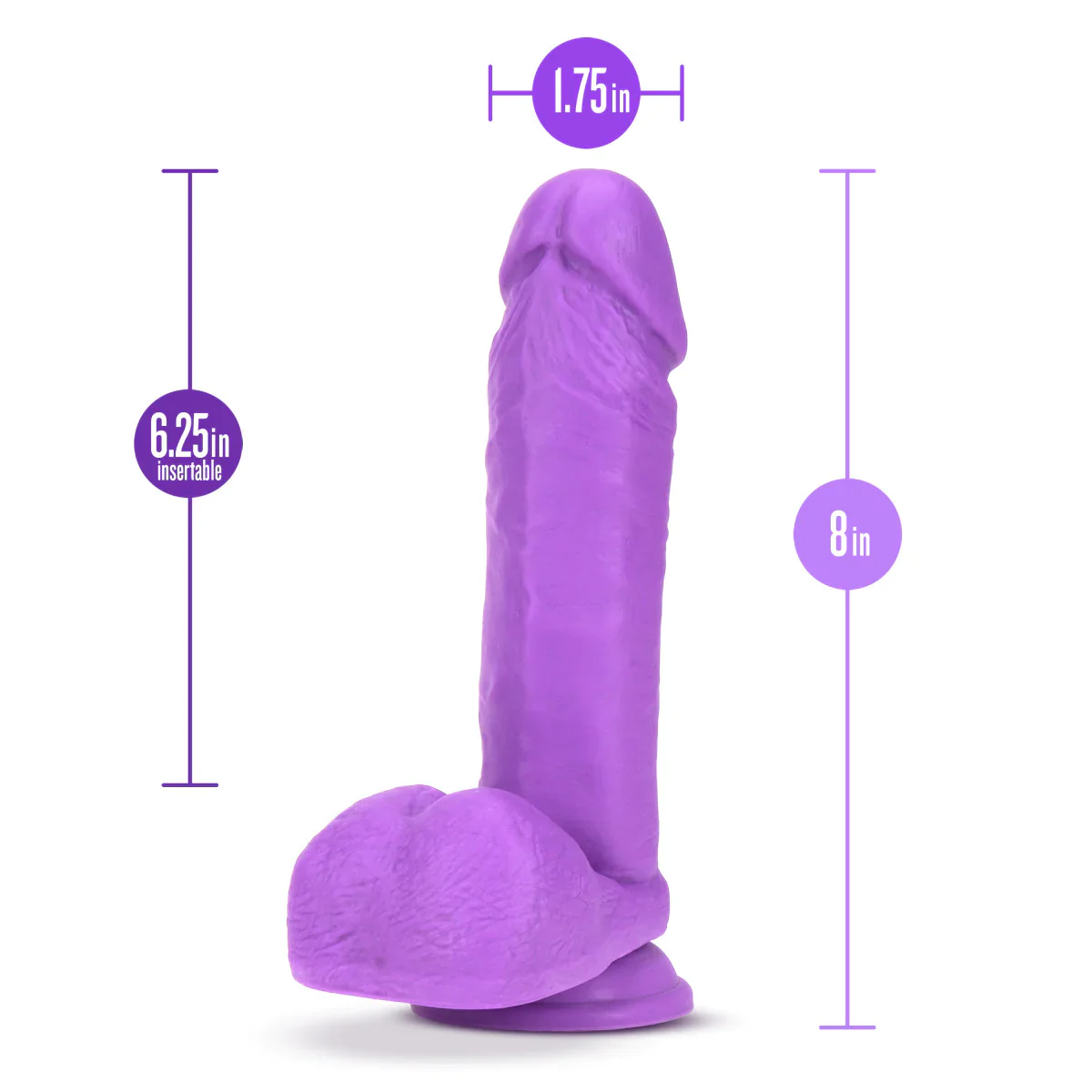 Neo Realistic Neon Purple 8-Inch Long Dildo - Image 2