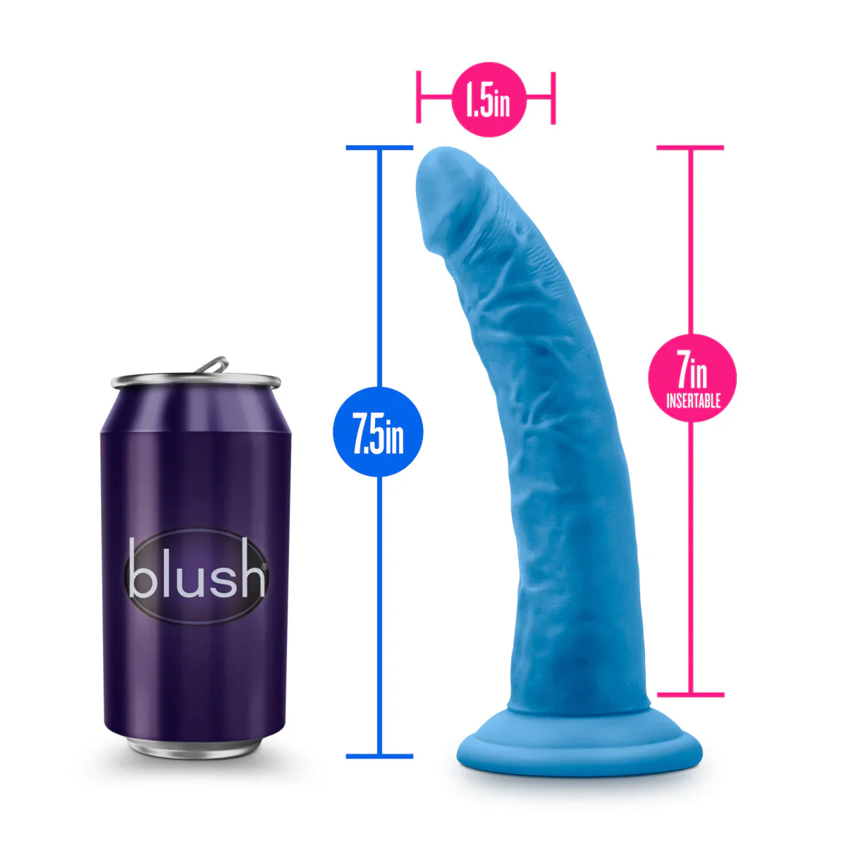Neon Blue 7.5-Inch Long Dildo - Image 2