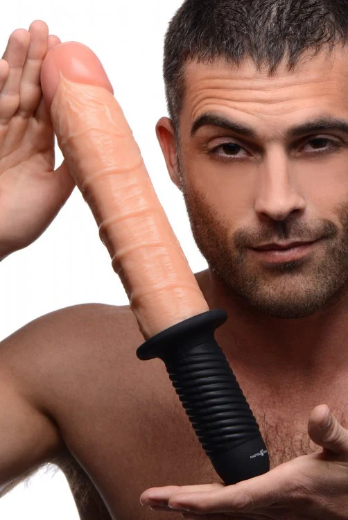 Onslaught 13 Mode XL Vibrating Dildo Thruster by Master Series - FLESH - Image 4