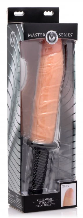 Onslaught 13 Mode XL Vibrating Dildo Thruster by Master Series - FLESH - Image 5