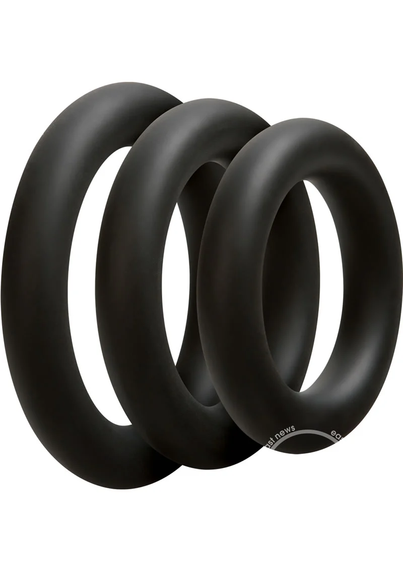OptiMALE 3 C-Ring Set Silicone Cock Ring Thick (3 Piece Kit) - Black - Image 2