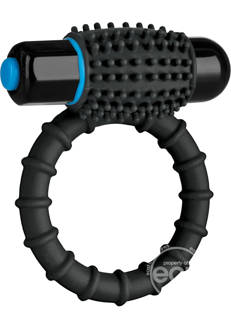 OptiMALE Silicone Vibrating Cock Ring With Bullet - Black - Image 2