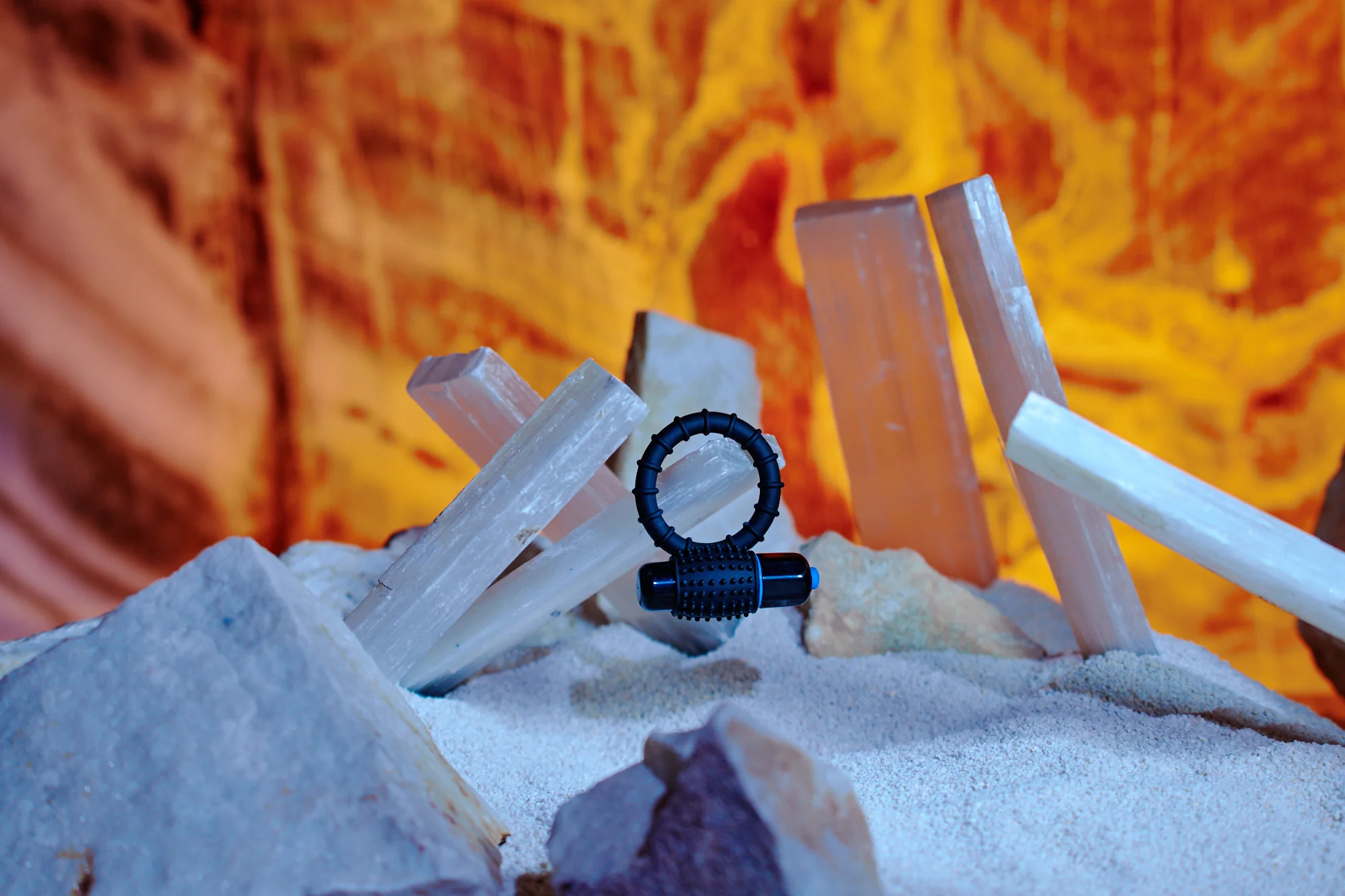 OptiMALE Silicone Vibrating Cock Ring With Bullet - Black - Image 4