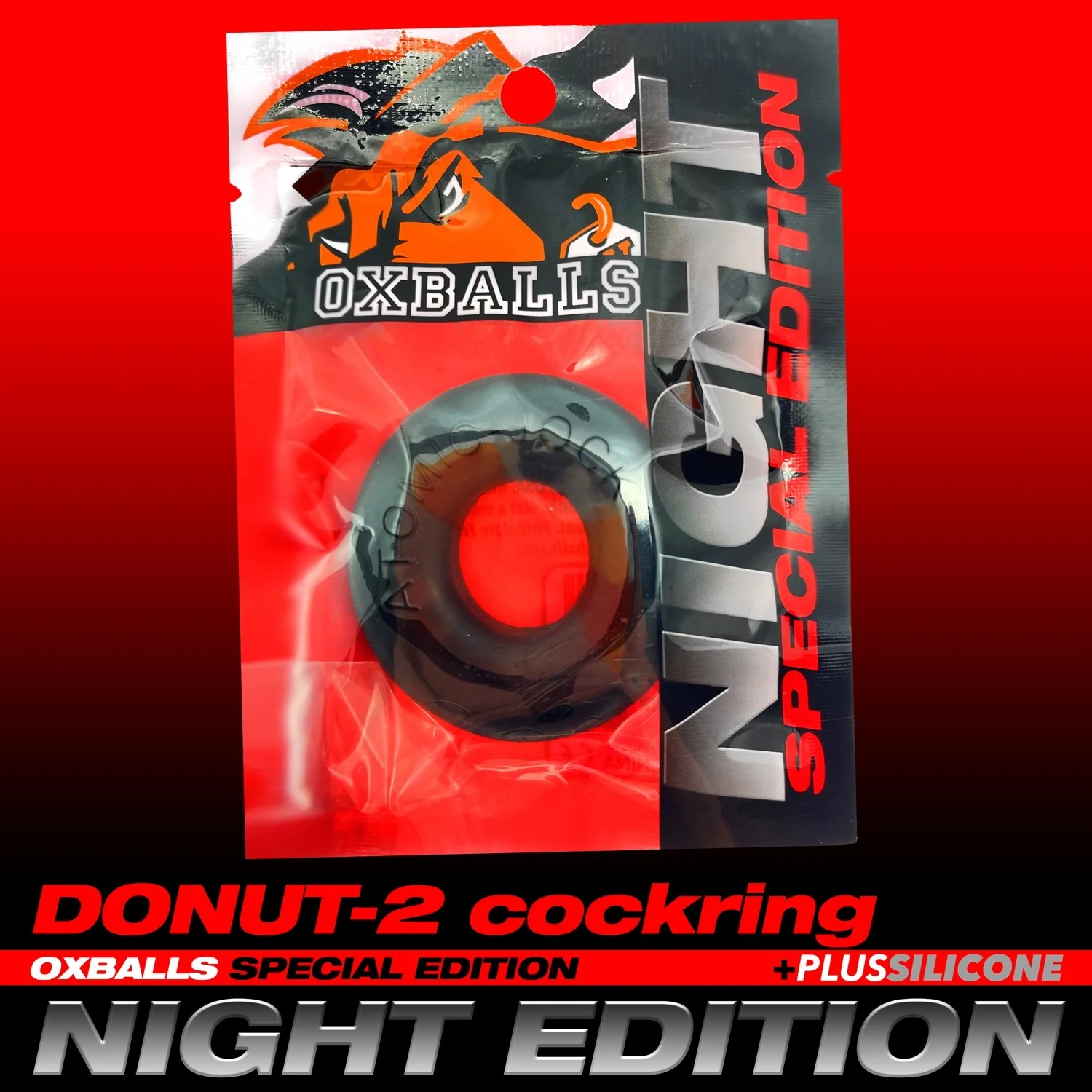 Oxballs Atomic Jock Do-Nut-2 Fatty Silicone Plus+ Cock Ring - Night Edition - Image 3