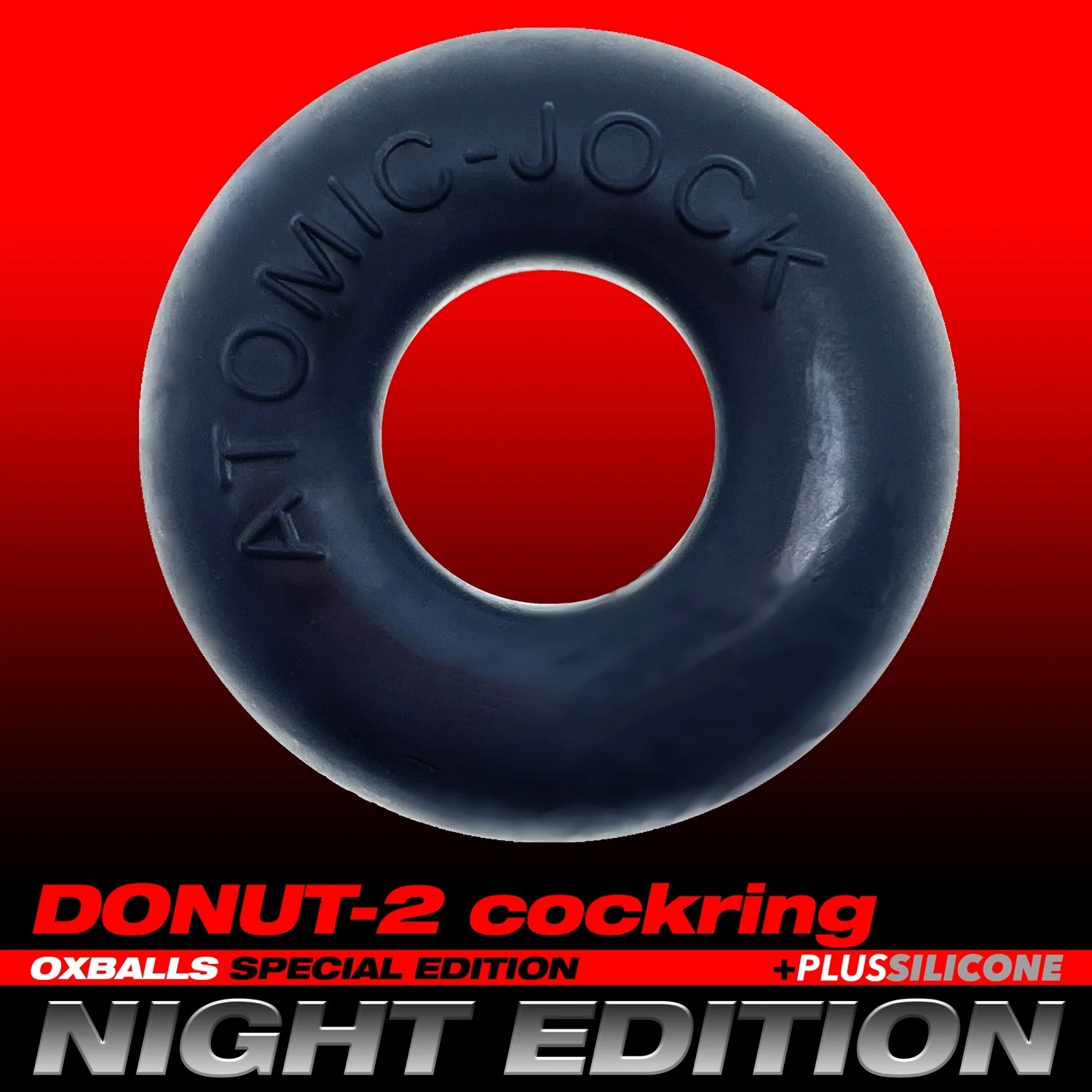 Oxballs Atomic Jock Do-Nut-2 Fatty Silicone Plus+ Cock Ring - Night Edition - Image 4