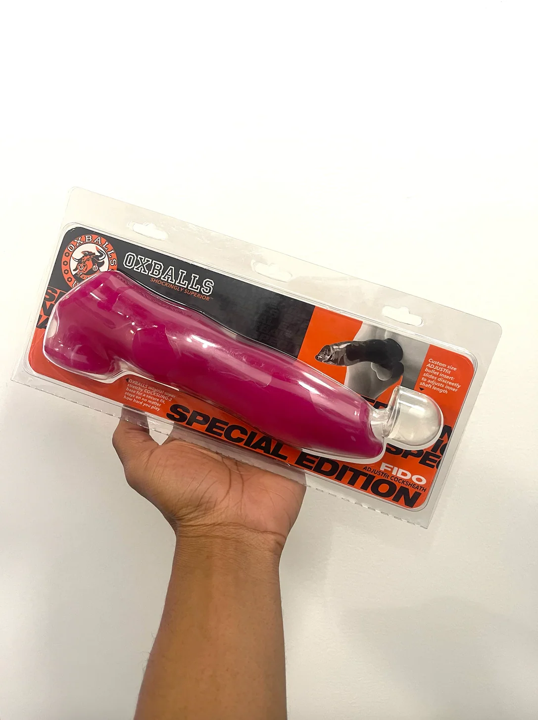 Oxballs Muscle Textured Cock Sheath Penis Extender 9.25in - Fuchsia