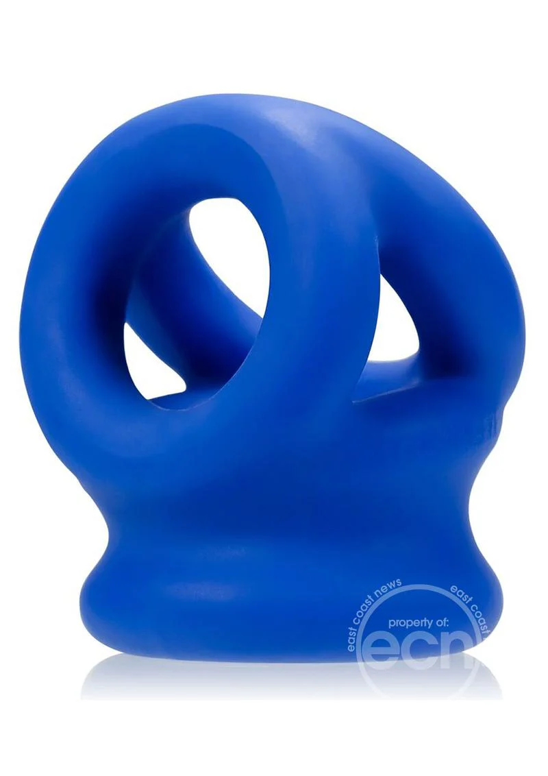 Oxballs Tri-Squeeze Silicone 3-Ring Ball Stretching Sling - Blue - Image 2