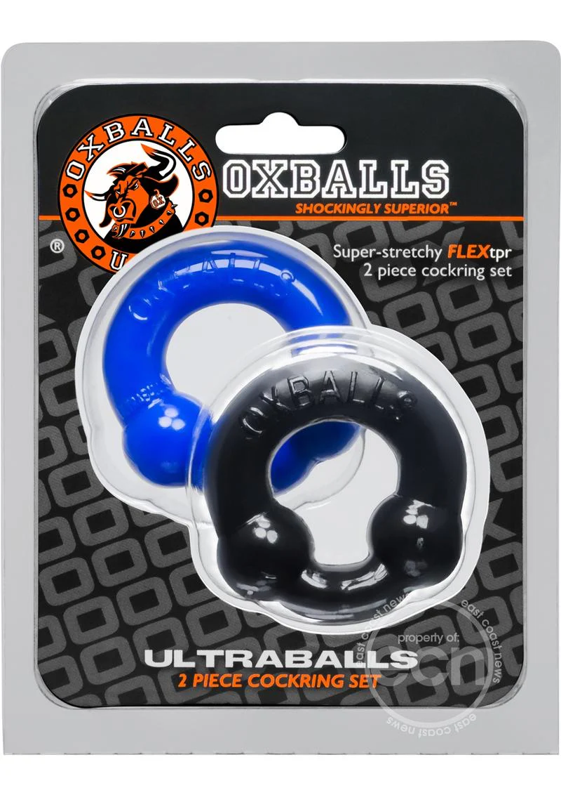 Oxballs Ultraballs Cock Ring Set (2 pack) - Black and Blue - Image 3
