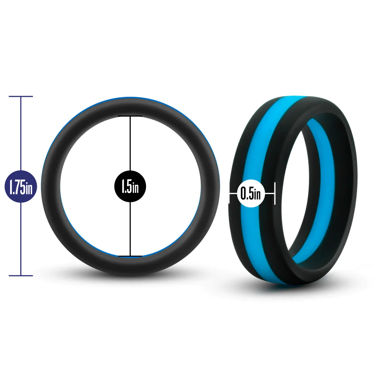 Performance Pro: Blue & Black Penis Ring - Image 2