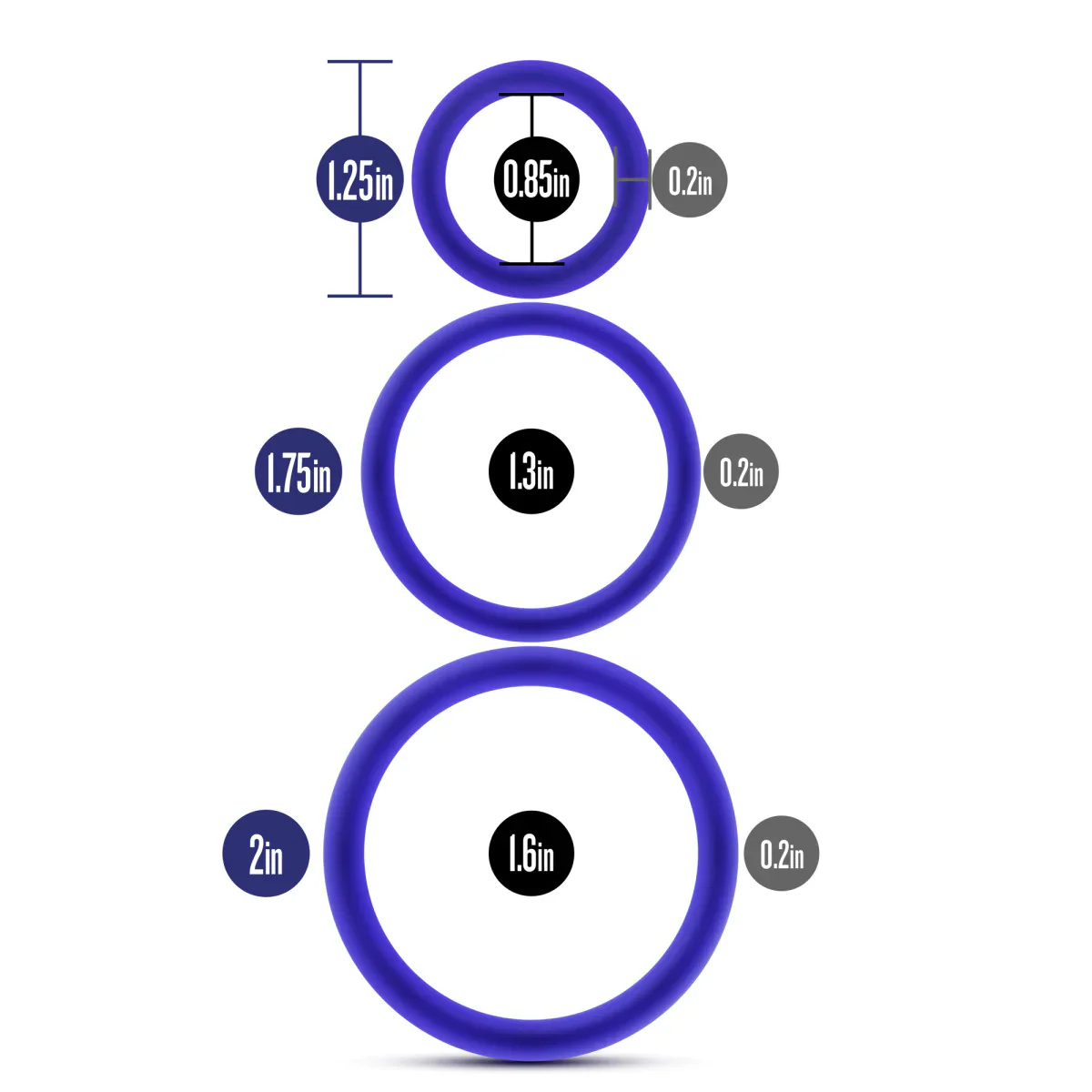 Performance VS4 Indigo Penis Ring Set 3-Sizes - Image 2