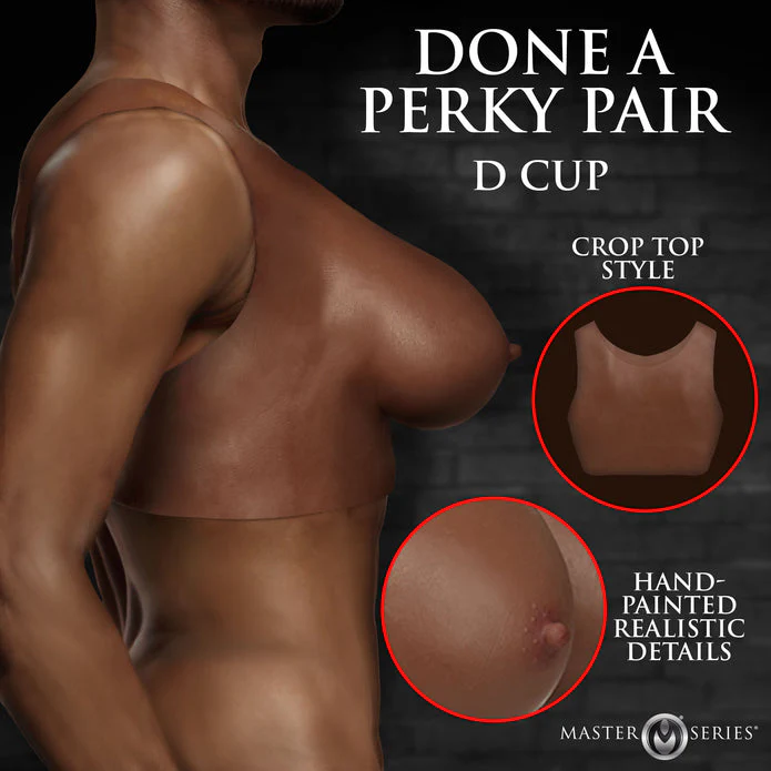 Perky Pair D-Cup Silicone Breasts - Dark - Image 2