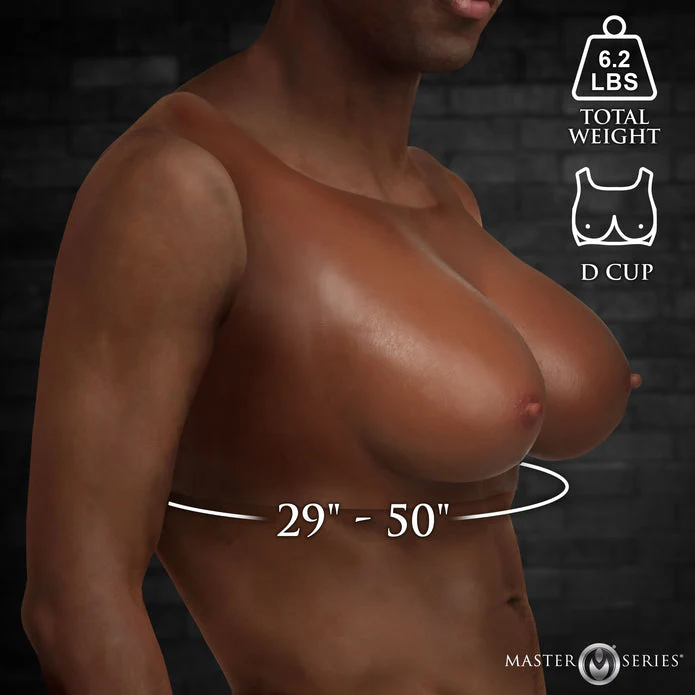 Perky Pair D-Cup Silicone Breasts - Dark - Image 4