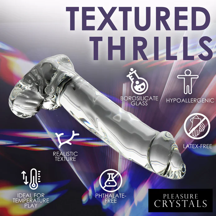 Pleasure Crystals 7.1" Glass Dildo W/ Balls - Image 4