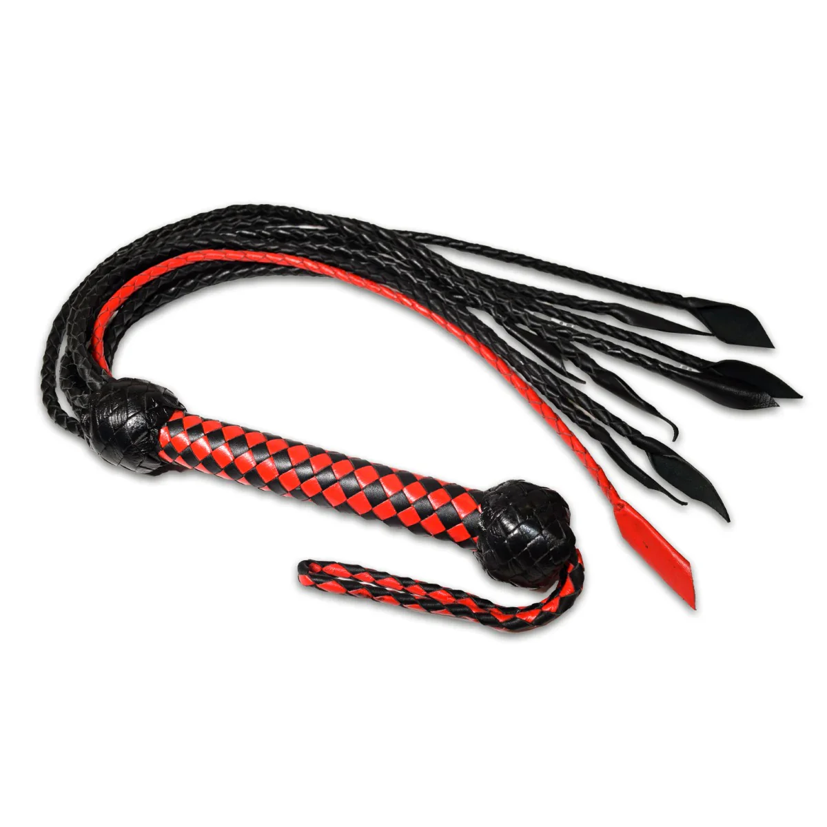 Prowler RED Short Handle Flogger Leather Red/Black - Image 2
