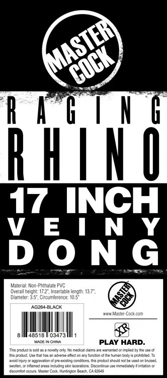 Master Cock Raging Rhino 17 Inch Veiny Dildo - Black - Image 7