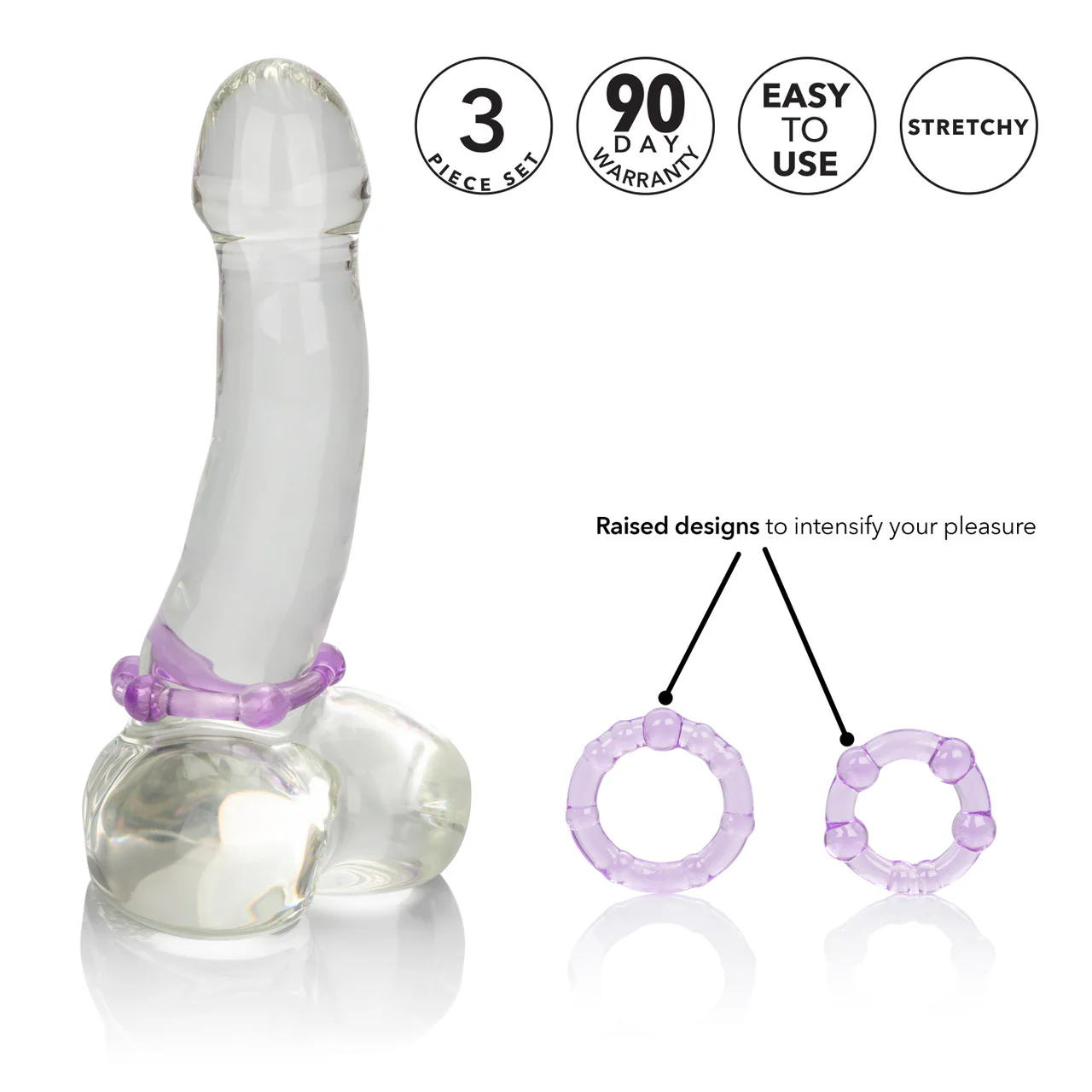 Rings! Island Rings Cock Rings (3 piece set) - Purple - Image 6