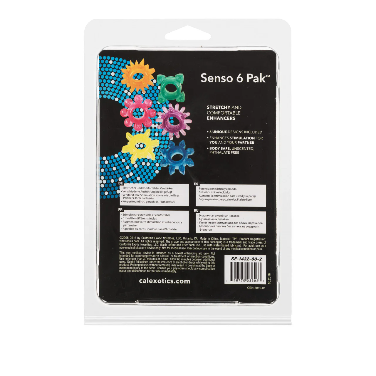 Rings! Senso 6 Pack Cock Rings (6 Piece Set)- Assorted Colors - Image 4