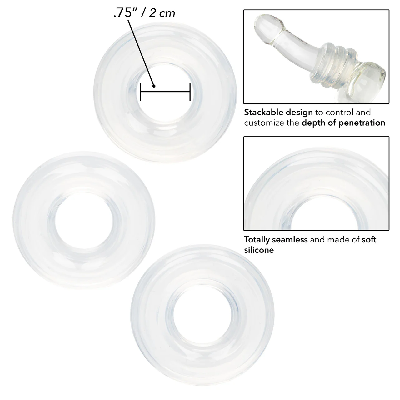 Rings! Stacker Silicone Cock Rings 3 Piece - Clear - Image 5