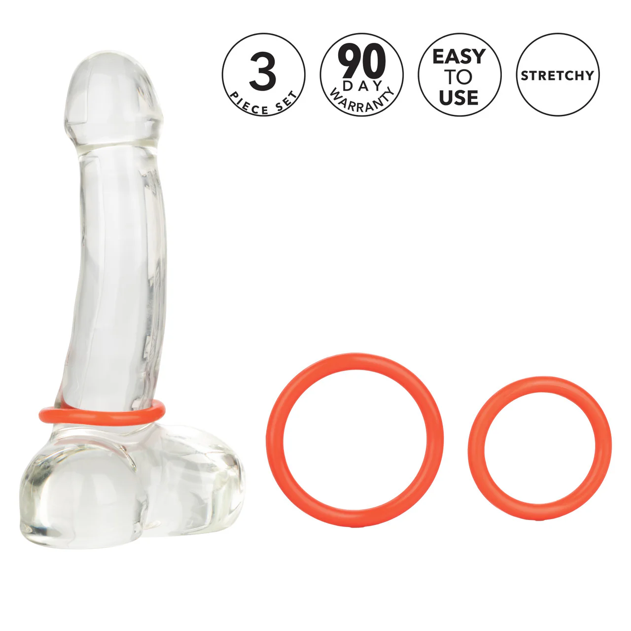 Rings! Tri Rings Cock Ring Set (3 Piece Set) - Red - Image 6