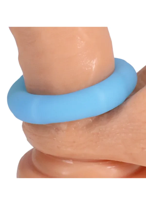 Rock Solid Lifesaver Glow in the Dark Silicone Cock Ring - Blue - Image 4