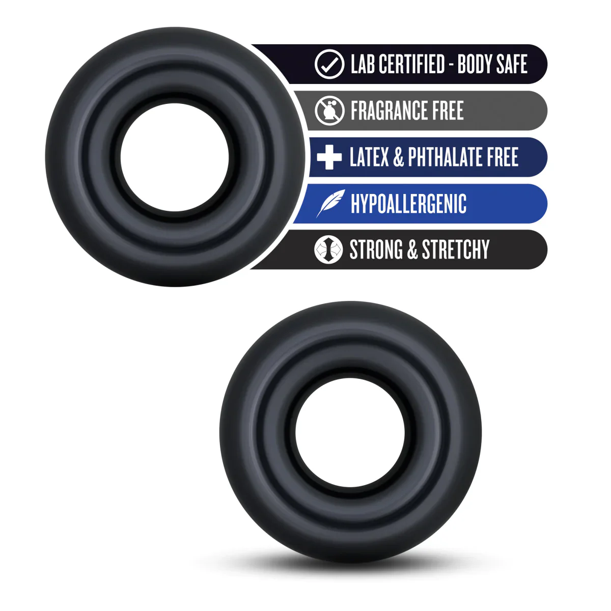 Stay Hard Black Oversized Donut Penis Rings 2-Pack - Image 2