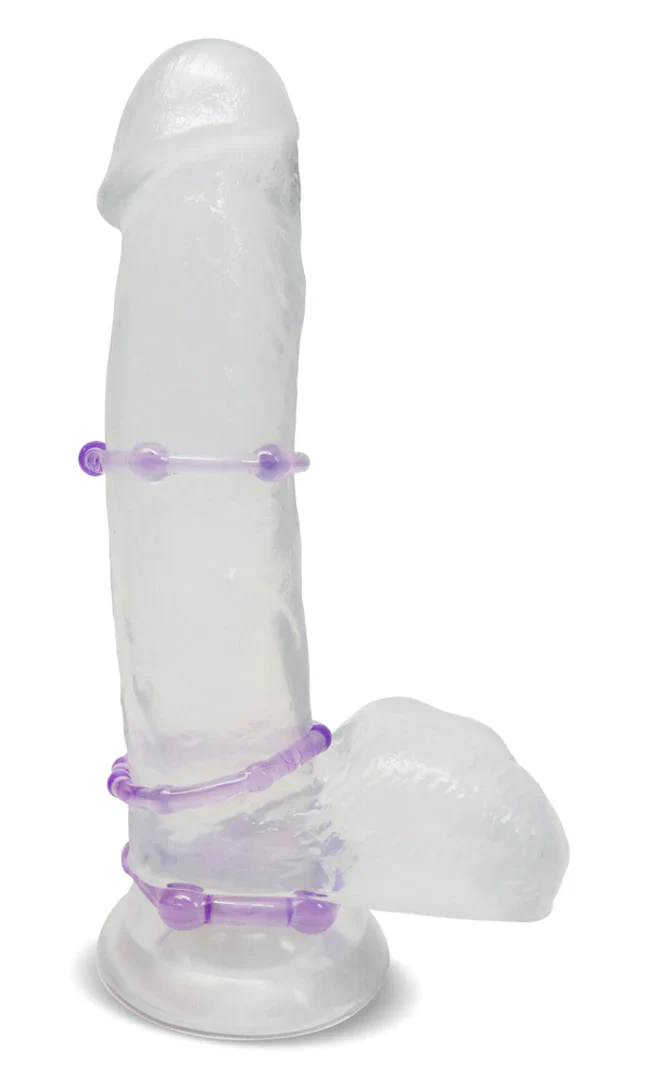 Stay Hard Clear Beaded Penis Rings 3-Sizes - Image 2