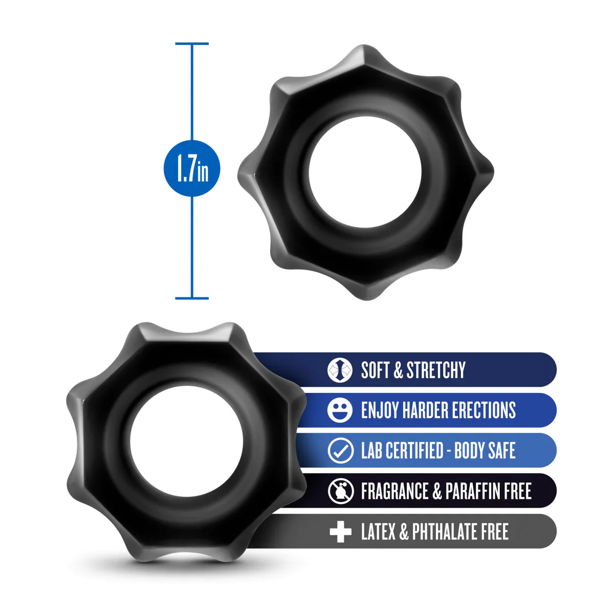 Stay Hard Nutz: Soft & Stretchy Black Penis Rings 2-Pack - Image 2